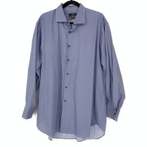 IKE BEHAR Men's Sz XL Button Down Shirt Long Sleeve Blue White Print